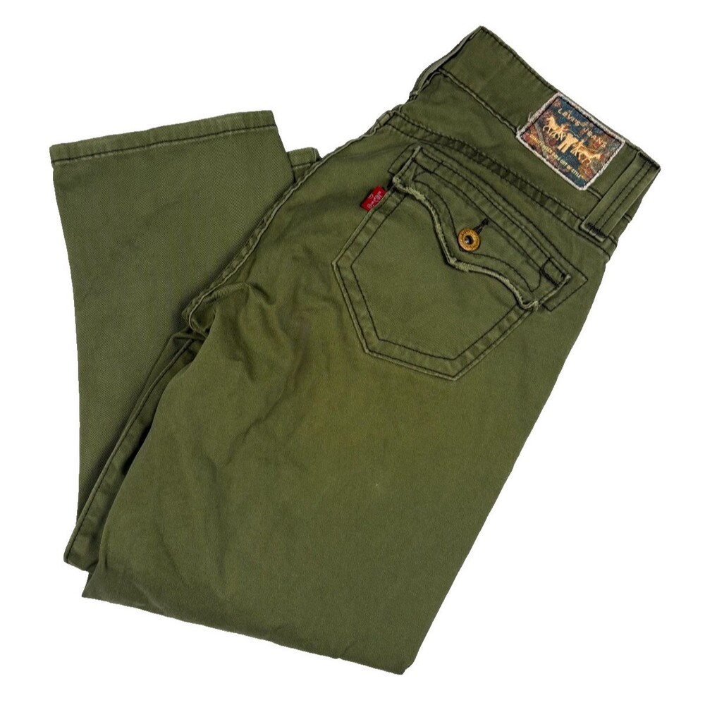 Levi's 542 Low Rise Jeans Women's 10 Olive Green Straight Leg Vintage Y2K